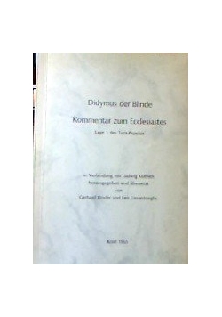 Dydymus der Blinde kommentar zum ecclesiastes