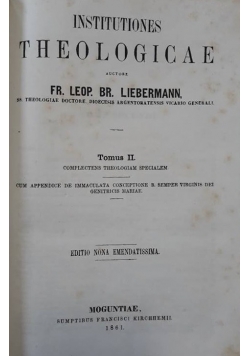 Institutiones Theologicae - Tom II , 1861 r.