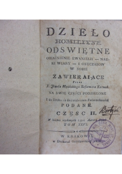 Dzieło homilijne odświętne, cz. II, 1808 r.