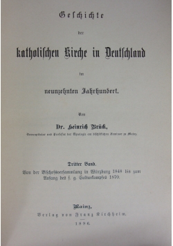 Geschichte der katholischen Kirche in Deutschland, 1896 r.