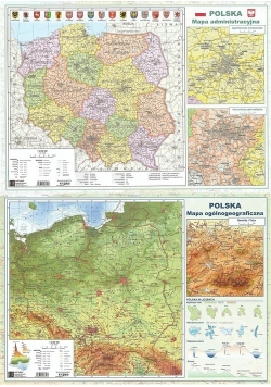 Mapa Polski A2 ogólnogeograficzna/administracyjna dwustronna ścienna