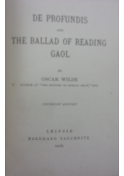 De Profundis and The Ballad Of Reading Gaol, reprint z 1908r.