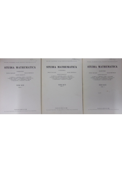 Studia Mathematica, tom XCII, zestaw 3 książek