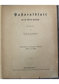 Pastoralblatt fur die Diozese Ermland 1886 r