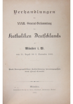 Verhandlungen der XXXII general Versammlung, 1885 r.