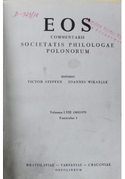 Eos commentarii societatis philologae polonorum  Fasciculus 1 i 2