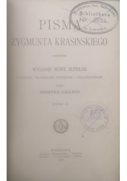 Pisma Zygmunta Krasinskiego tom II,1907 r.