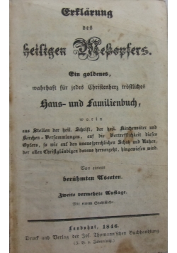 Erklarung des heiligen Mekopfers, 1846 r.