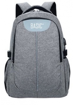 plecak młodzieżowy z usb szary basic