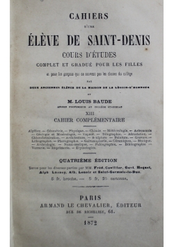 Cahiers d'une Eleve de Saint -Denis 1872 r.