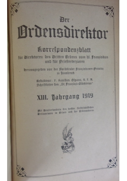 Der Ordensdirektor 13/14, 1919/20, korrespondenzblatt, 1919 r.