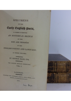 Specimens of the Early English poets, 1811 r. vol.I-III
