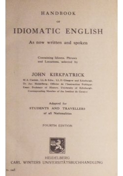 Handbook of idiomatic english
