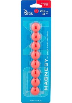 Magnesy do tablic czerwone gładkie 8szt. GM300-PC8
