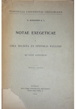 Notae Exegeticae, 1934 r.