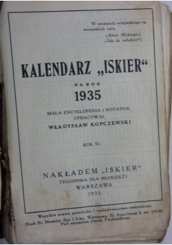 Kalendarz "Iskier", 1935r