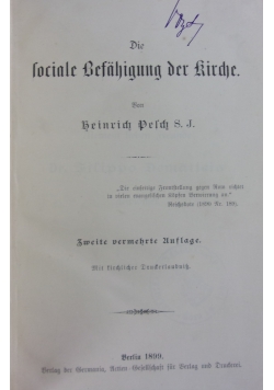 Die sociale befahigung der Kirche, 1899r.