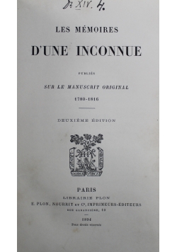 Les Memoires Dune Inconnue 1894 r