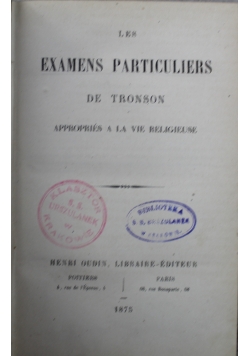 Les Examens Particuliers 1875 r