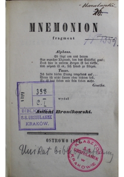 Mnemonion 1852 r.