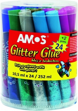 Klej z brokatem Amos GCL 10,5ml 24 kolory
