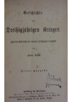 Dreißigjährigen Krieges , 1873