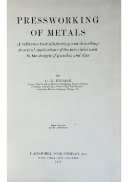Pressworking of metals, 1941 r.