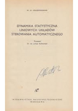 Dynamika Statystyczna Liniowych Układów Sterowania Automatycznego