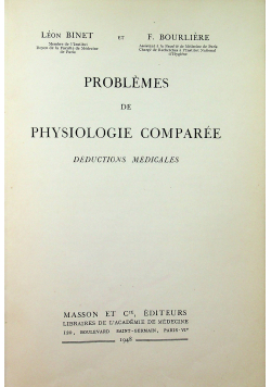 Problems de Physiologie comparee 1948r