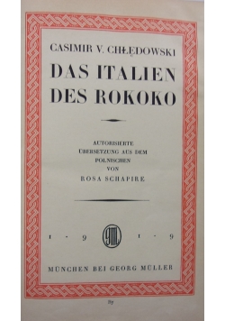 Das Italien Des Rokoko, 1919 r.