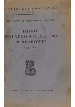 Dzieje wolnego mularstwa w Krakowie, 1929 r.