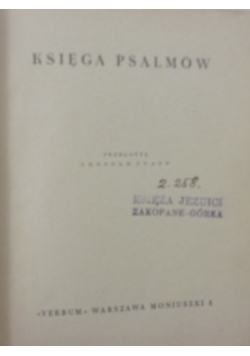 Księga psalmów, 1937 r.