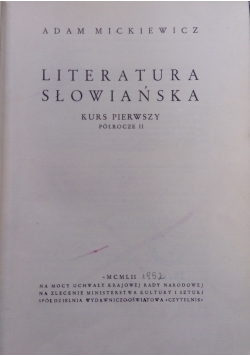 Literatura Słowiańska kurs pierwszy, półrocze II