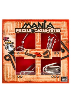 Łamigłowki metalowe 4 sztuki Puzzle-mania zestaw czerwony