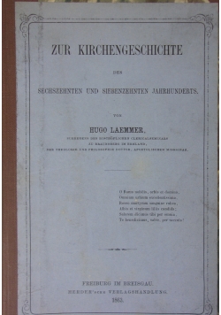 Zur Kirchengeschichtliche, 1863r.