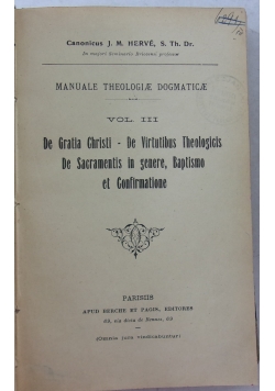 Manuale Theologia Dogmaticae Vol III, 1929 r.