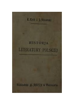 Historja Literatury Polskiej, 1903r.