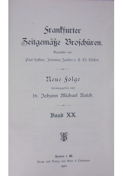 Frankfurter zeitgemasse Broschuren, tom XX, 1901 r.
