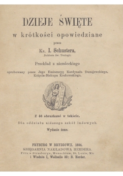 Dzieje święte z krótkości opowiedziane, 1892r.