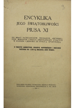 Encyklika Jego Świątobliwości Piusa XI o Świętym Augustynie 1930 r.