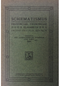 Schematismus. Provinciae Thuringiae, 1908 r.