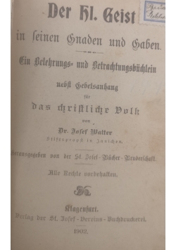 Der Geist in seinen Gnaden und Gaben, 1902 r.