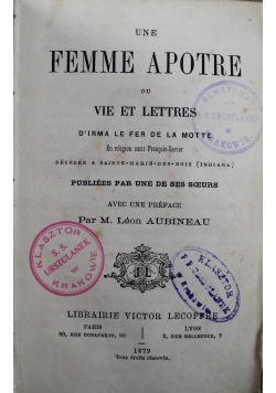 Une Femme Apotre 1879 r