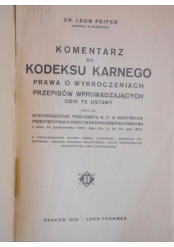 Komentarz do kodeksu karnego, 1936 r.