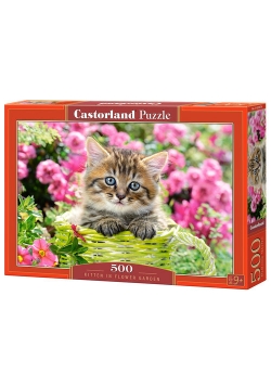 Puzzle Kitten In Flower Garden 500