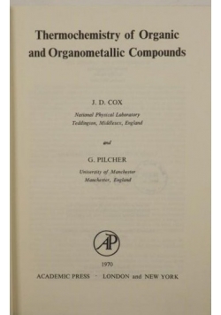 Thermochemistry of Organic and Organometallic Compounds