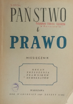 Państwo i Prawo Zeszyt 12 1949 r