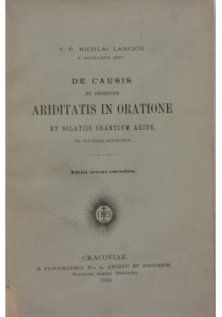 De Causis et Remediis Ariditatis in Oratione 1892 r.