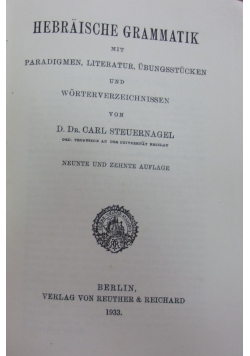 Hebraische grammatik, 1933r.