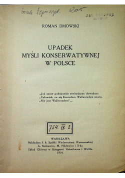 Upadek myśli konserwatywnej w Polsce 1914